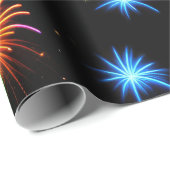 Neon Fireworks on Black Geschenkpapier (Rolleneckpunkt)