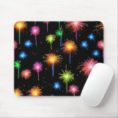 Neon Fireworks on Black Mousepad (Mit Mouse)