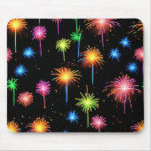 Neon Fireworks on Black Mousepad (Vorne)