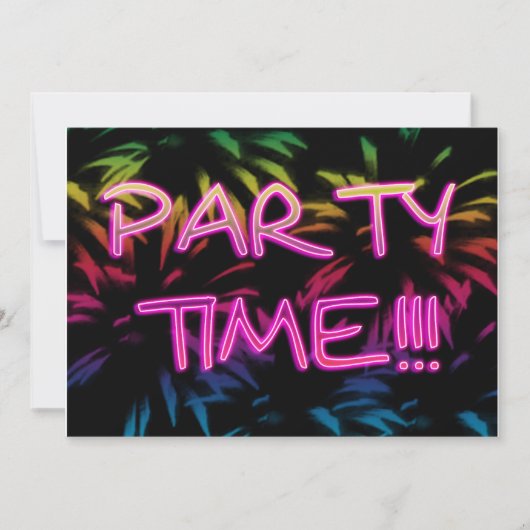 Neon Fireworks-Party Einladung (Vorderseite)