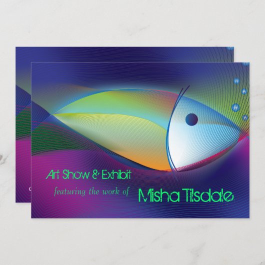 Neon Fish Art Gallery Einladung (Vorne/Hinten)