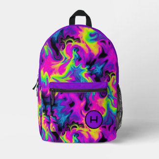 Neon Flame Gefärbte Krawatte Lila Monogramm Bedruckter Rucksack