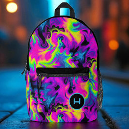 Neon Flame Gefärbte Krawatte Monogram Bedruckter Rucksack