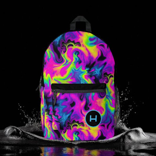 Neon Flame Gefärbte Krawatte Monogram Bedruckter Rucksack