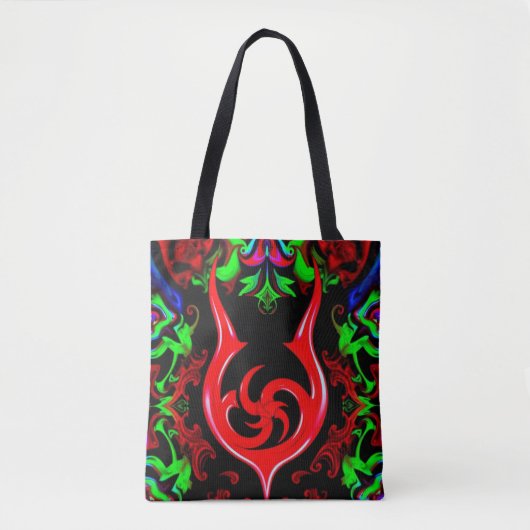 Neon Flame Mandala Pattern Tasche (Vorderseite)