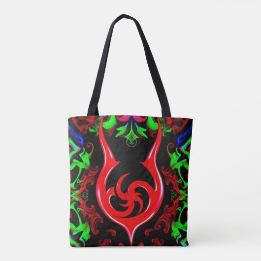 Neon Flame Mandala Pattern Tasche (Rückseite)