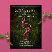 Neon Flamingo Boxwood Birthday Party Einladung