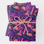 Neon Flamingo Palm Trees Vaporwave Ästhetisch Geschenkpapier Set (Beispiel)