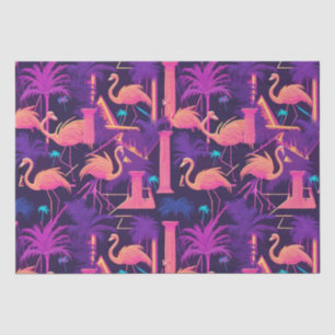 Neon Flamingo Palm Trees Vaporwave Ästhetisch Seidenpapier
