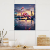 Neon Flamingo Sunset Marina Poster (Küche)