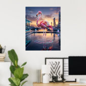 Neon Flamingo Sunset Marina Poster (Heimbüro)