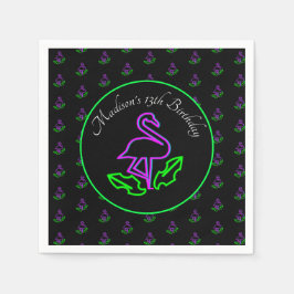 Neon Flamingo Teen Birthday Glow Party Tropical Serviette