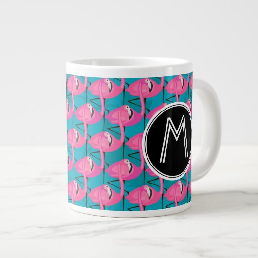 Neon Flamingos| Erste Schritte Jumbo-Tasse (Vorderseite Rechts)