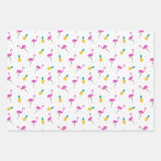 Neon Flamingos Geschenkpapier Set (Vorderseite)