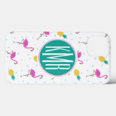 Neon Flamingos | Monogramm Case-Mate iPhone Hülle (Rückseite (Horizontal))
