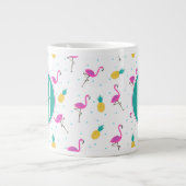 Neon Flamingos| Monogramm Jumbo-Tasse (Vorderseite)