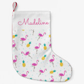 Neon Flamingos| Name hinzufügen Kleiner Weihnachtsstrumpf (Vorderseite)