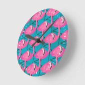 Neon Flamingos Runde Wanduhr (Winkel)