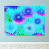 Neon Floral Blue Purple Blumen Wrapped Canvas Leinwanddruck (Insitu (Holzboden))