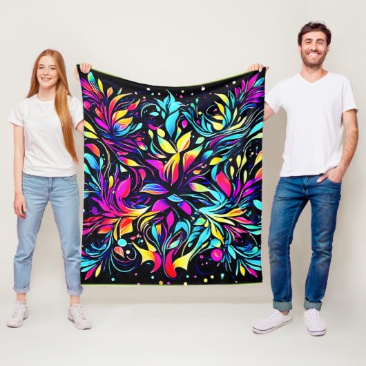 Neon Floral Burst Art Fleecedecke (Beispiel)