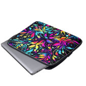 Neon Floral Burst Art Laptopschutzhülle (Vorne Knopf)