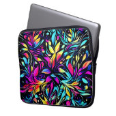 Neon Floral Burst Art Laptopschutzhülle (Vorderseite Links)