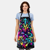 Neon Floral Burst Art Schürze (Getragen)