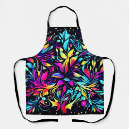Neon Floral Burst Art Schürze