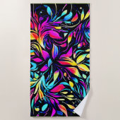 Neon Floral Burst Art Strandtuch (Vorderseite)