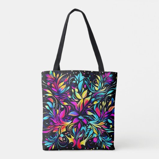 Neon Floral Burst Art Tasche (Rückseite)