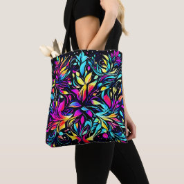 Neon Floral Burst Art Tasche