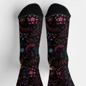 Neon Floral Butterfly Crew Socks Socken (Oben)