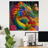 Neon Floral Dragon Poster (Heimbüro)