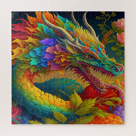 Neon Floral Dragon Puzzle (Vertikal)
