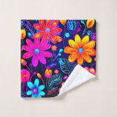 Neon Floral Fantasy Badhandtuch Set (Waschlappen)