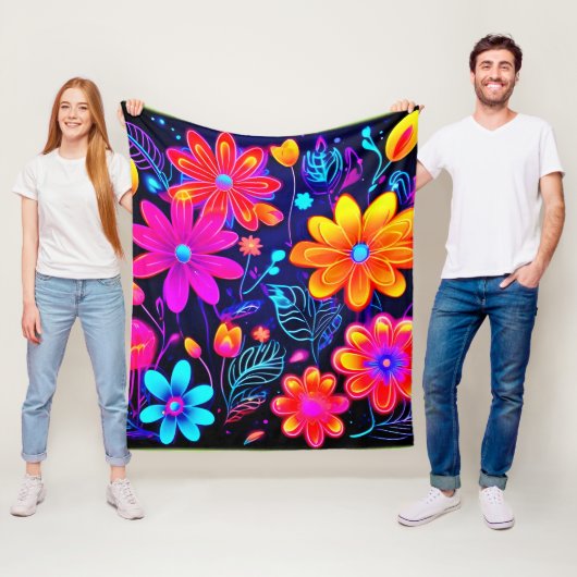 Neon Floral Fantasy Fleecedecke (Beispiel)
