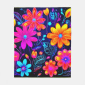 Neon Floral Fantasy Fleecedecke (Vorderseite)