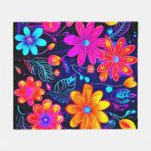 Neon Floral Fantasy Fleecedecke (Vorderseite (Horizontal))
