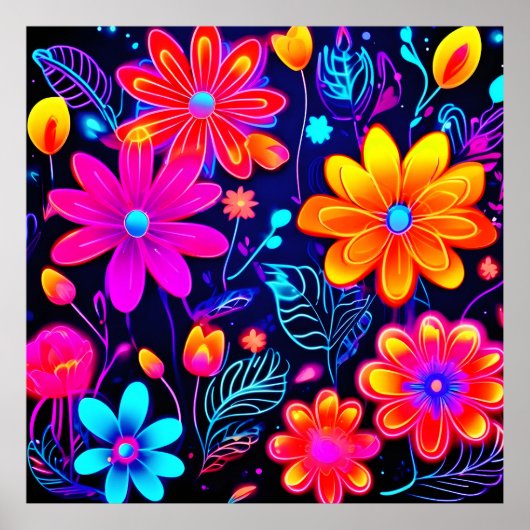 Neon Floral Fantasy Poster (Vorne)