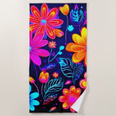 Neon Floral Fantasy Strandtuch (Vorderseite)