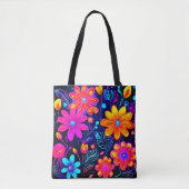Neon Floral Fantasy Tasche (Vorderseite)