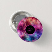 Neon Floral Muster mit Monogramm Button (Vorne & Hinten)