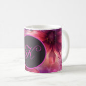 Neon Floral Muster mit Monogramm Kaffeetasse (VorderseiteRechts)
