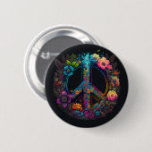 Neon Floral Peace Sign Button (Vorne & Hinten)