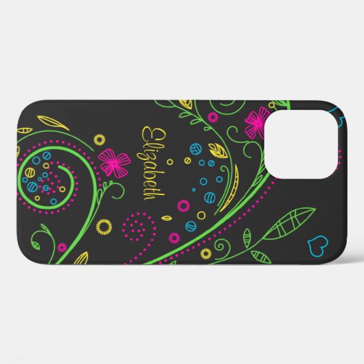 Neon Floral personalisieren Case-Mate iPhone Hülle (Rückseite (Horizontal))
