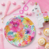 Neon Floral Watercolor Party Pappteller (Party)