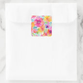 Neon Floral Watercolor Party Quadratischer Aufkleber (Tasche)