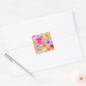 Neon Floral Watercolor Party Quadratischer Aufkleber (Umschlag)
