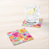Neon Floral Watercolor Party Rechteckiger Pappuntersetzer (Vor Ort)