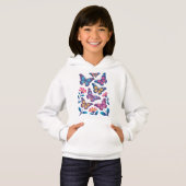 Neon Flowers with Six Glowing Butterflies Hoodie (Vorne ganz)